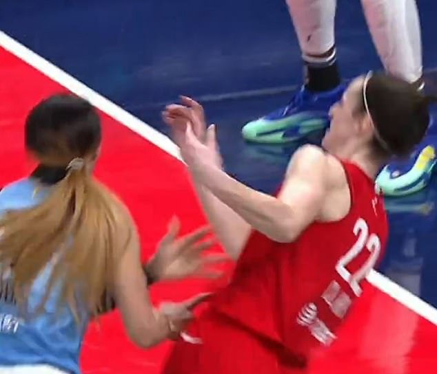 Clark was inexplicably bodychecked to the ground by Chicago Sky's Chennedy Carter