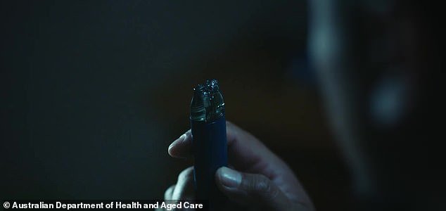 The federal government is also increasing funding for support services to curb nicotine addiction, caused by vaping and smoking (pictured the new anti-smoking and anti-vaping ads that will be rolled out on Monday)