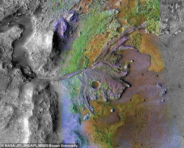 In our own solar system, some scientists hope to find traces of ancient life in Mars' Jezero Crater (pictured) which is believed to be a dried-up lakebed. But even then the best hope is merely to find microscopic life.