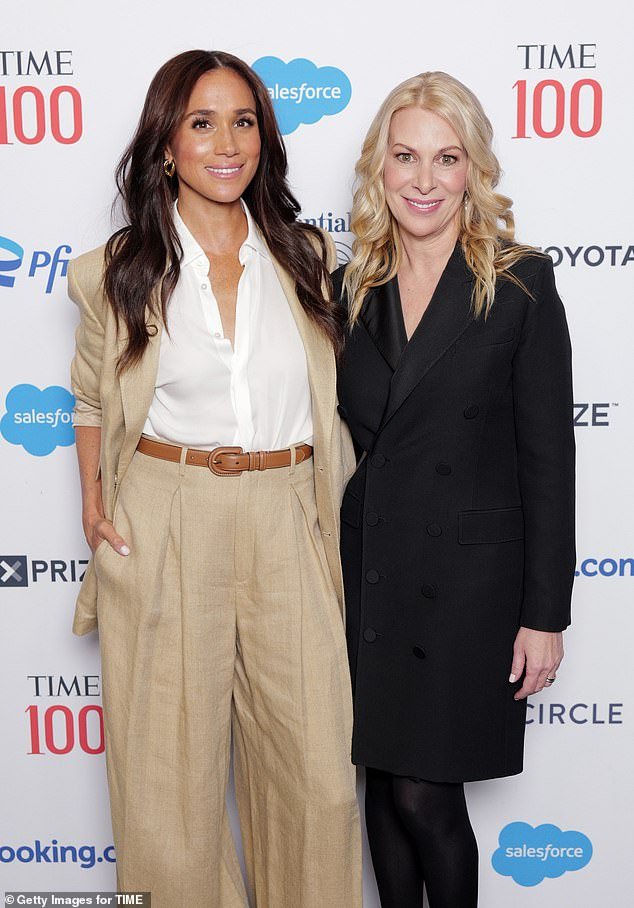 Meghan posed with Time chief executive Jessica Sibley at the event in New York yesterday