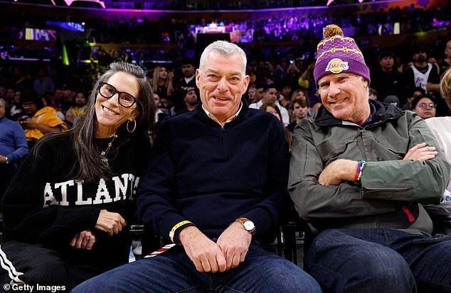 After becoming a billionaire, Ressler got the urge to own sports teams, and Gertz went all in on it with him. They joined an investment group that bought the Milwaukee Brewers, then took a more prominent role in buying the Atlanta Hawks in 2015; seen with Will Ferrell (R) in January
