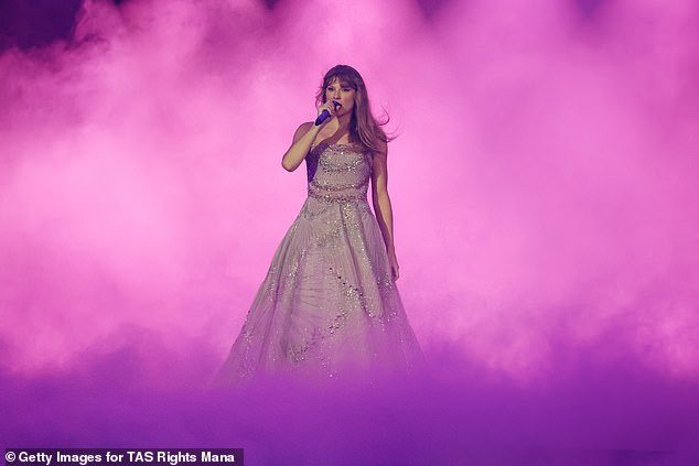 But the imminent arrival of Taylor Swift 's concert tour to the UK is not only sending her legions of 'Swifties' into a state of frenzied excitement, it's also very good news for the country's coffers as well. Pictured is Swift performing in Paris on May 12 during her tour
