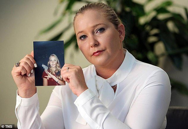 Ms Giuffre (pictured) claimed she was sexually abused by Prince Andrew at the behest of Epstein's associate, jailed British socialite Ghislaine Maxwell, when she was just 17