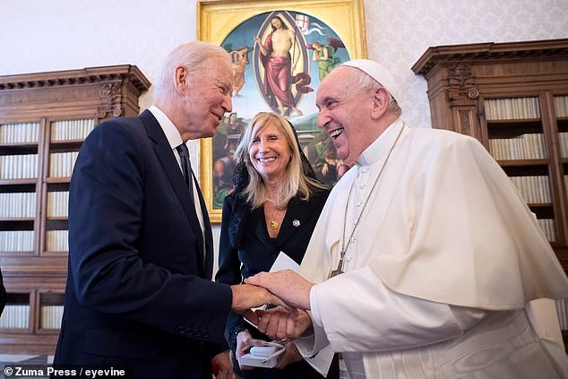 Then-President Joe Biden meets with Pope Francis in 2021