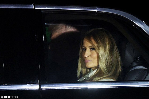 Melania Trump in the Beast after the Trumps arrive in Rome