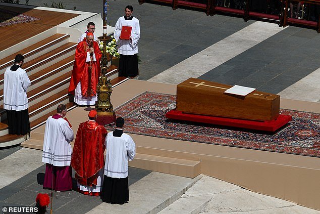 Cardinal Giovanni Battista Re leads the funeral Mass of Pope Francis