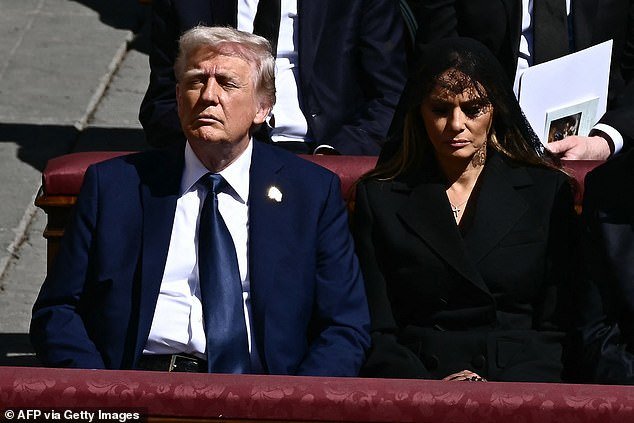 Trump and Melania paying their respects to the Pope