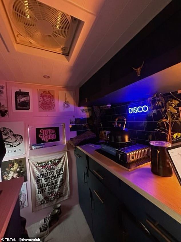 Desperate to get her independence back, Nicole bought the converted van powered by solar panels for £9,000 (pictured: inside)