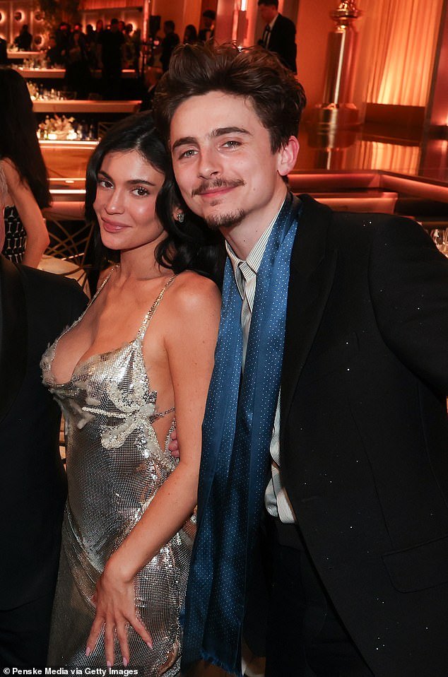 Timothee and Kylie were first romantically linked in April 2023 (pictured at the Golden Globes in January)