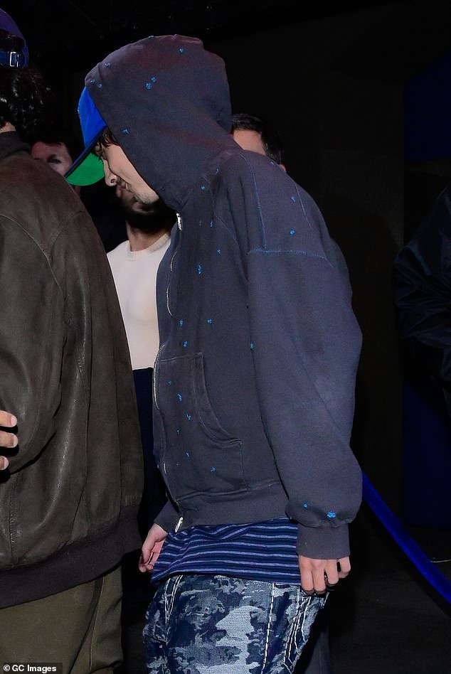 He was then spotted making a low-key exit from the venue after watching the Pistons beat the Knicks 100-94 in Game 2
