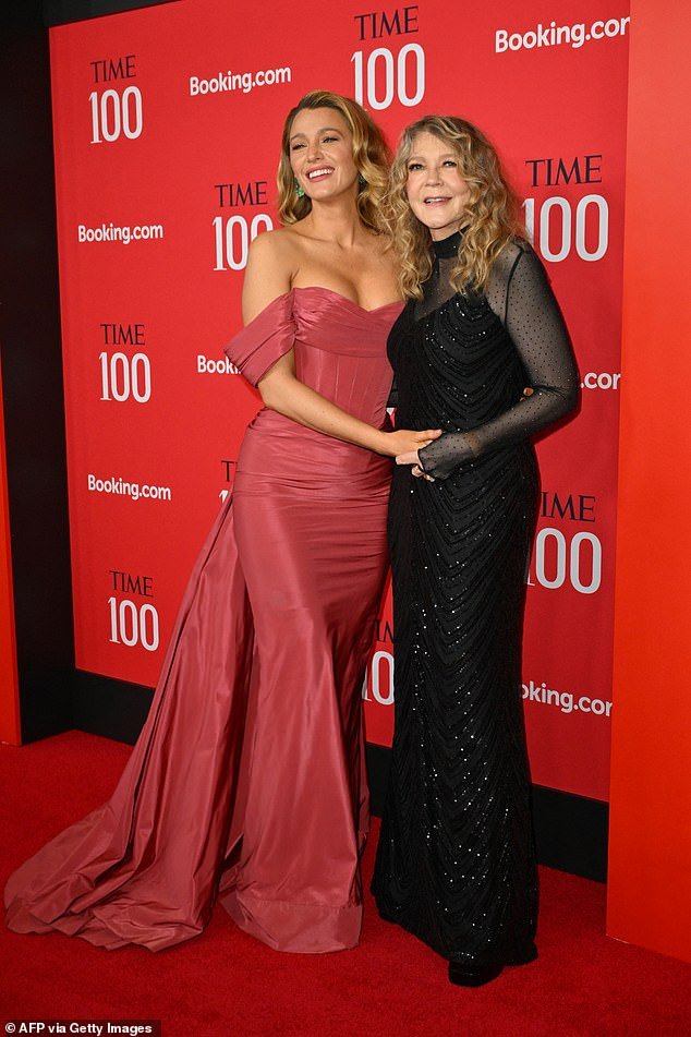 Last week Blake was blasted for sharing her mother's trauma during her speech at the TIME100 gala, with fans calling it an 'obvious PR move' (pictured together at the gala)