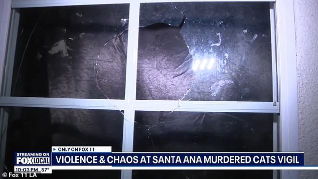 The unruly mob broke windows at the house as they demanded Acosta come out