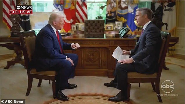 In a heated moment where Moran attempted to fact check Trump, the president revealed that the choice wasn't exactly a compliment. 'They're giving you the big break of a lifetime. I picked you to do the interview because frankly, I'd never heard of you, but you're not being very nice,' Trump said