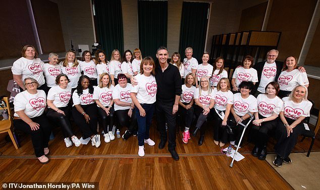 Also performing the reception are the Watch the Change + Check Choir, made up of 26 women brought together by breast cancer diagnoses, by ITV presenter Lorraine Kelly