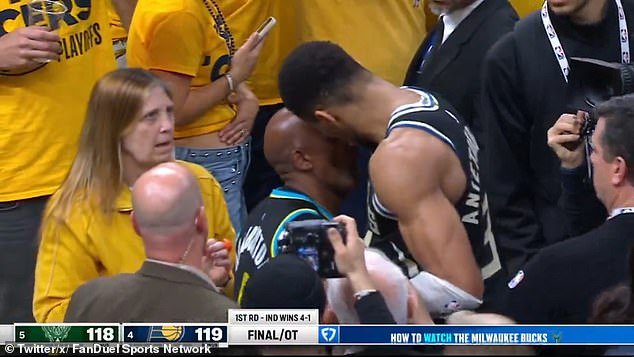 Giannis Antetokounmpo got into a confrontation with Tyrese Haliburton's dad, John