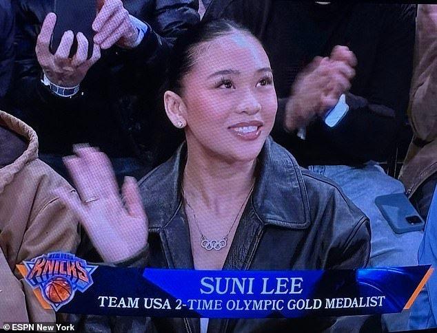 Suni Lee is back at Madison Square Garden to watch the New York Knicks on Monday night