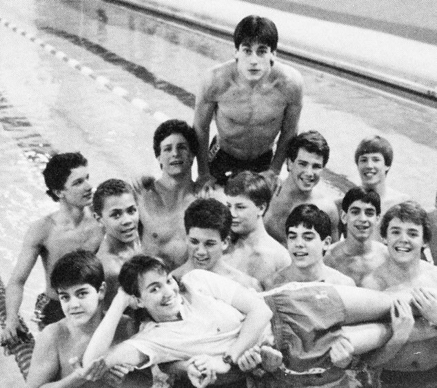 Jon Hamm, pictured in the back row, was identified as a ringleader and arrested in 1993 but an assault charge was dismissed after the hazing incident