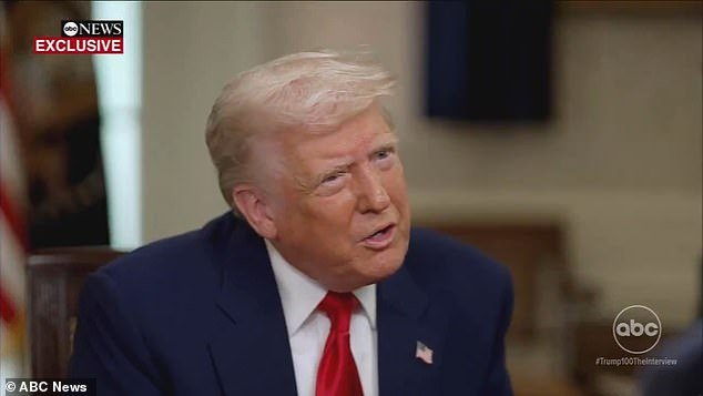Donald Trump (pictured) told ABC News' Terry Moran he chose him for a tense interview to celebrate his 100th day in office because he'd 'never heard of' the reporter