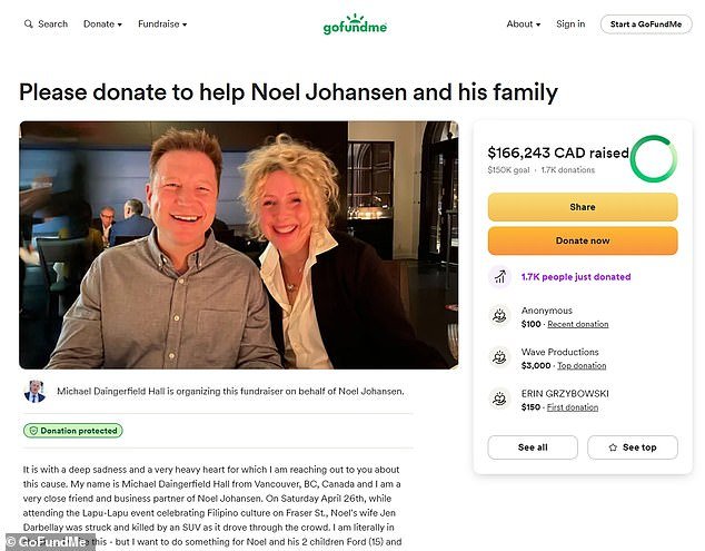 There was also a GoFundMe set up by Noel's friend and business partner Michael Daingerfield to help Noel and his family which has already exceeded the $150K CAD goal and stands at over $166K so far