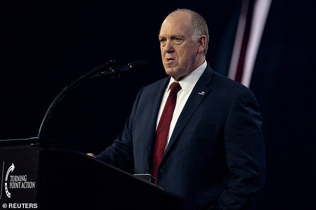 The 'border czar' (pictured) and the 'Squad' Congresswoman have been feuding for months over Homan's attempt to carry out the Trump border agenda to deport people in the US illegally