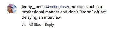 Jennifer hit out at Jordon in a message to Nikki Glaser after the comedian defended her antics