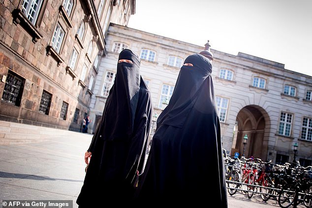 Denmark banned the wearing of niqabs (pictured) and burkas in 2018 following security incidents