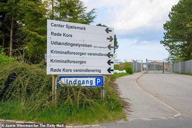 Signs outside for the Sjaelsmark deportation centre