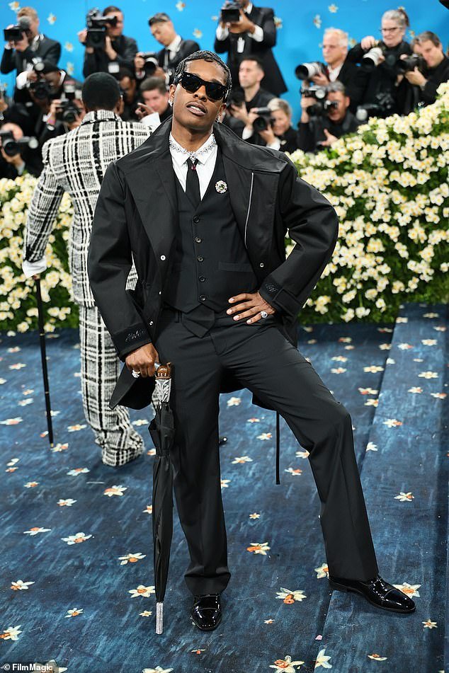 A$AP Rocky, who was serving as a co-chair of the Gala alongside Vogue's Anna Wintour and Pharrell Williams, wore a custom ensemble from his design agency, AWGE