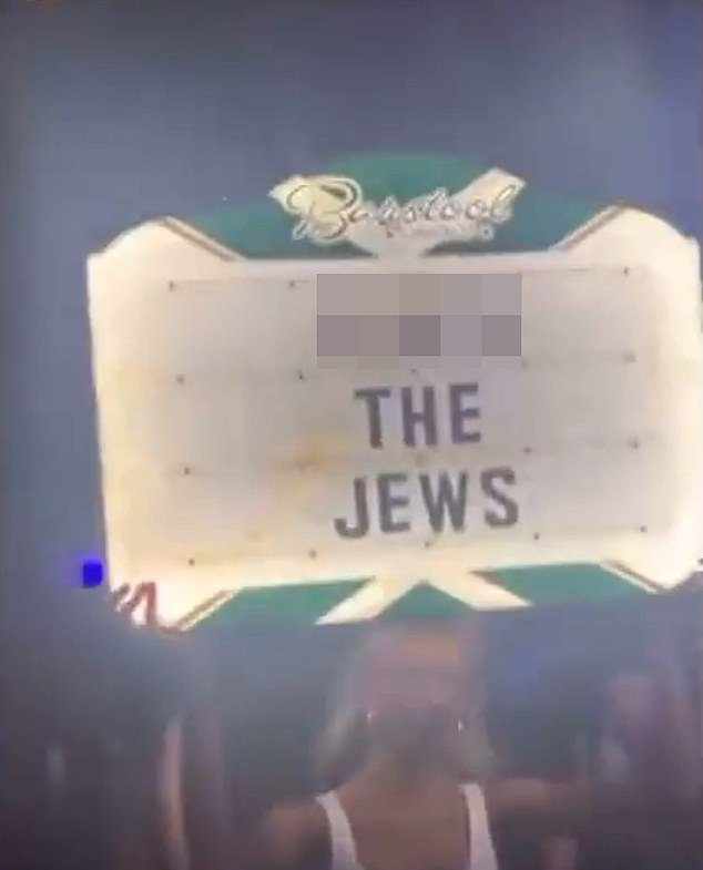 A video posted to Instagram showed a waitress at holding a sign saying 'F*** the Jews'