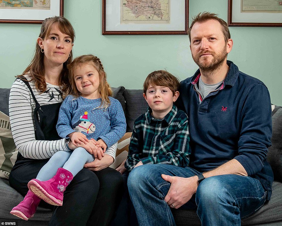 Ruth and Karl Bradford with their children Josephine, two, and seven-year-old Edward