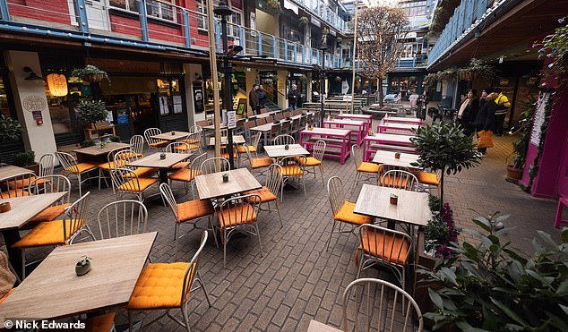 Cafes and bars in Soho appeared empty during what is usually a busy trading period for the hospitality and retail industry last year