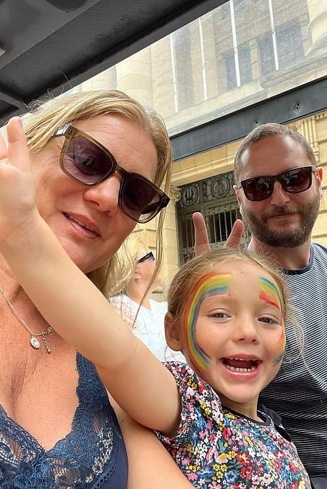 Cass Helstrip, 44, her husband Al McPherson, 46, and daughter Lola, 4