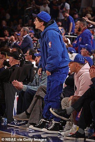 Chalamet was on his feet throughout the exciting playoff game