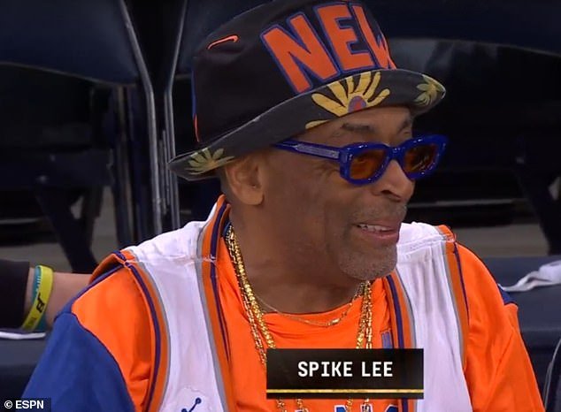 Knicks superfan Spike Lee was also in attendance, in his usual orange and blue attire