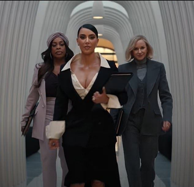 In the new project, reality star Kim Kardashian, 44, takes on her first leading role as a ruthless divorce lawyer in the new Ryan Murphy drama - and landed top billing over Oscar nominees Glenn Close and Naomi Watts (right) , as well as established stars Niecy Nash (left), Sarah Paulson and Teyana Taylor