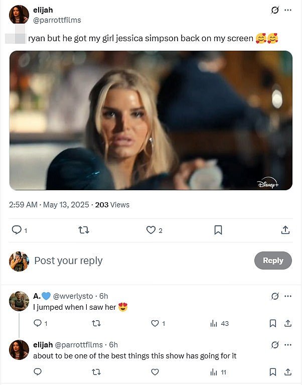 Fans were very excited about Jessica's inclusion in the clip as many flocked to X (formally Twitter ) to react to the cameo