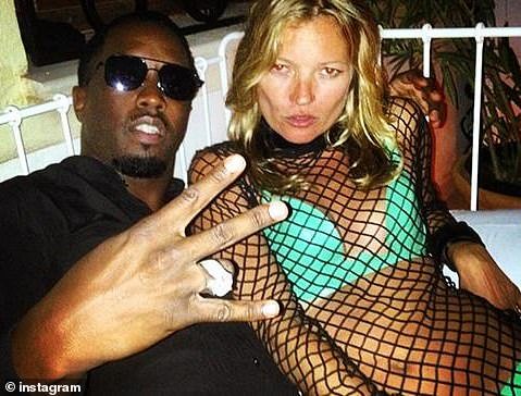 Combs, pictured with Moss, initially posted pictures of the August 1, 2014 party to social media prior to deleting them