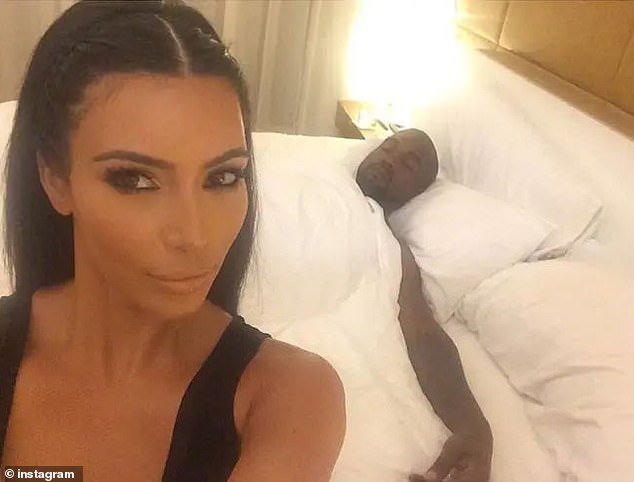 Kardashian snapped a selfie of West sleeping after the eventful occasion