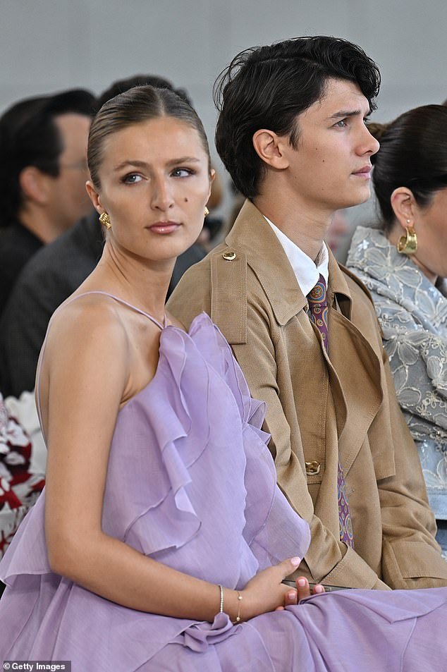 The 25-year-old budding model held court in the front row at the Aje show alongside his girlfriend Benedikte Thoustrup at Pier Pavilion in Barangaroo