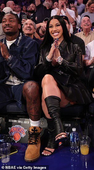 Also at the game was Stefon Diggs with rapper Cardi B