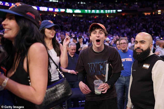 Timothee couldn't hide his delight following his team's big win