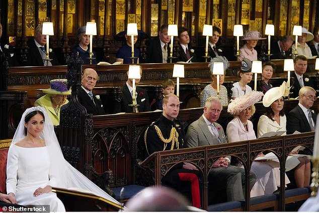 The wedding ceremony at St George's Chapel in Windsor Castle is pictured