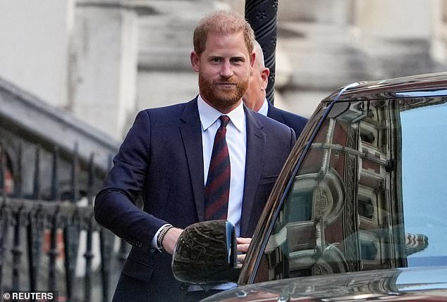 Harry is pictured in April after attending the High Court for his appeal against the rejection of his legal challenge