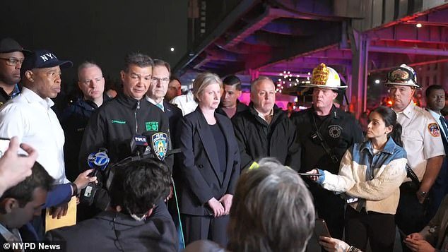 During a press conference, NYC Mayor Eric Adams was joined by Department of Transportation (DOT) Commissioner Ydanis Rodriguez, NYPD commissioner Jessica Tisch and other safety officials