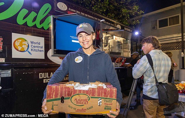 Nowhere in her stroppy teenage rant does she acknowledge that Garner didn¿t just sit in a hotel room. She participated in efforts to help Los Angeles¿ recovery. Among other things Garner volunteered at the World Central Kitchen (pictured).