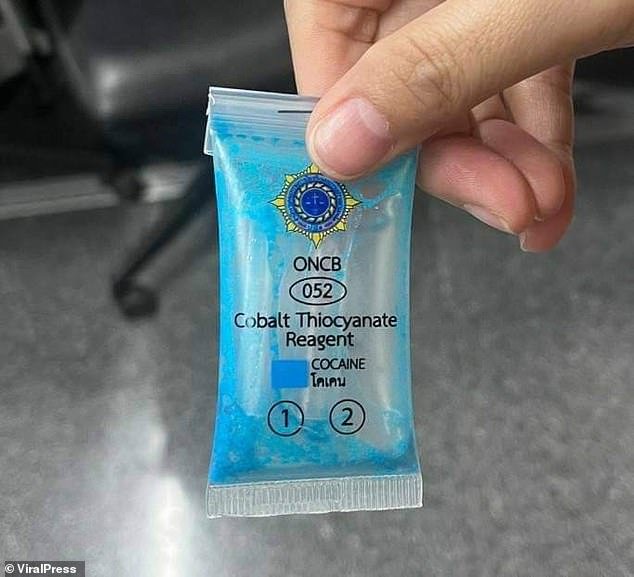 Pictured: Thai authorities tested the powder and it came back positive for cocaine