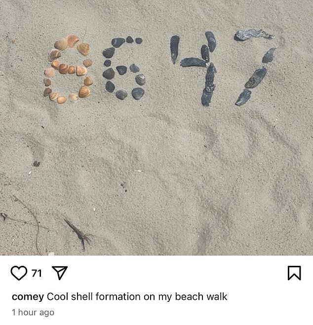 FBI Director James Comey set social media ablaze with this cryptic image of shells on a beach reading '86 47' - a term that many took as a call to assassinate President Trump