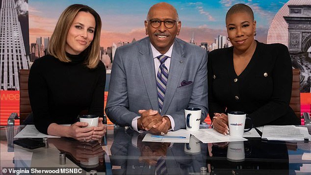 The Weeknight, a panel show featuring Alicia Menendez, Michael Steele, and Symone Sanders Townsend (left to right), also has dismal ratings compared to last year