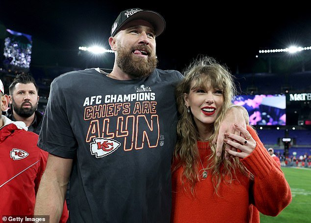 Since going public with her romance with Kelce, who has played for the Chiefs for 12 seasons, in September 2023, she has attended 22 Kansas City Chiefs games (pictured in January 2024)