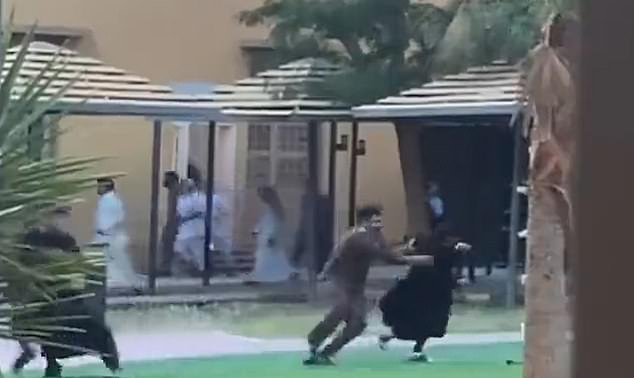 Women seen in the clip were said to be staging a peaceful sit-in protest over poor living conditions at their so-called 'care home' in Khamis Mushair, in Asir Province